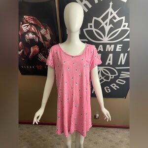 Rare White & Stag Dog Puppy Nightgown Sleep Shirt Size L/XL Pink White